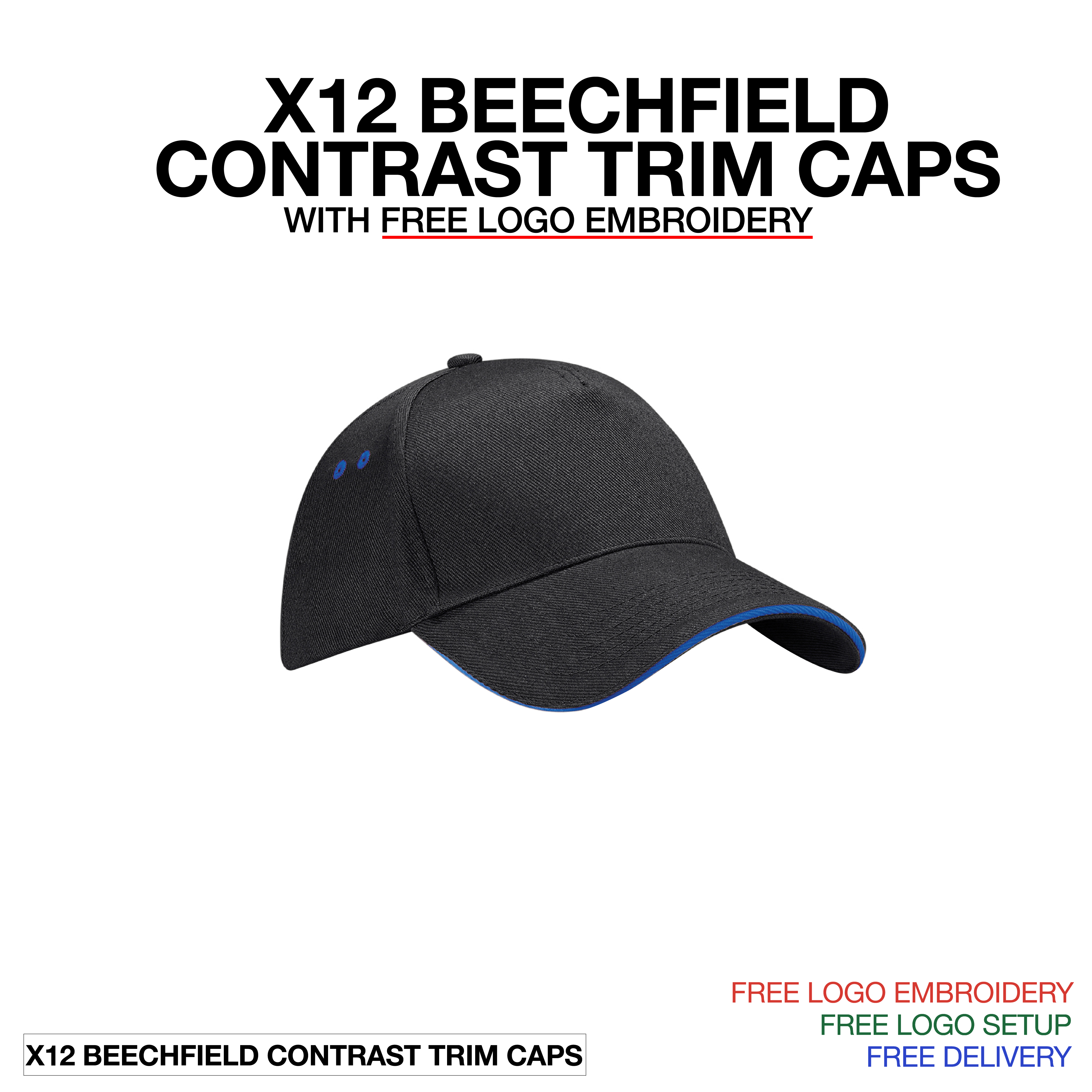 12 Beechfield Contrast Trim Caps