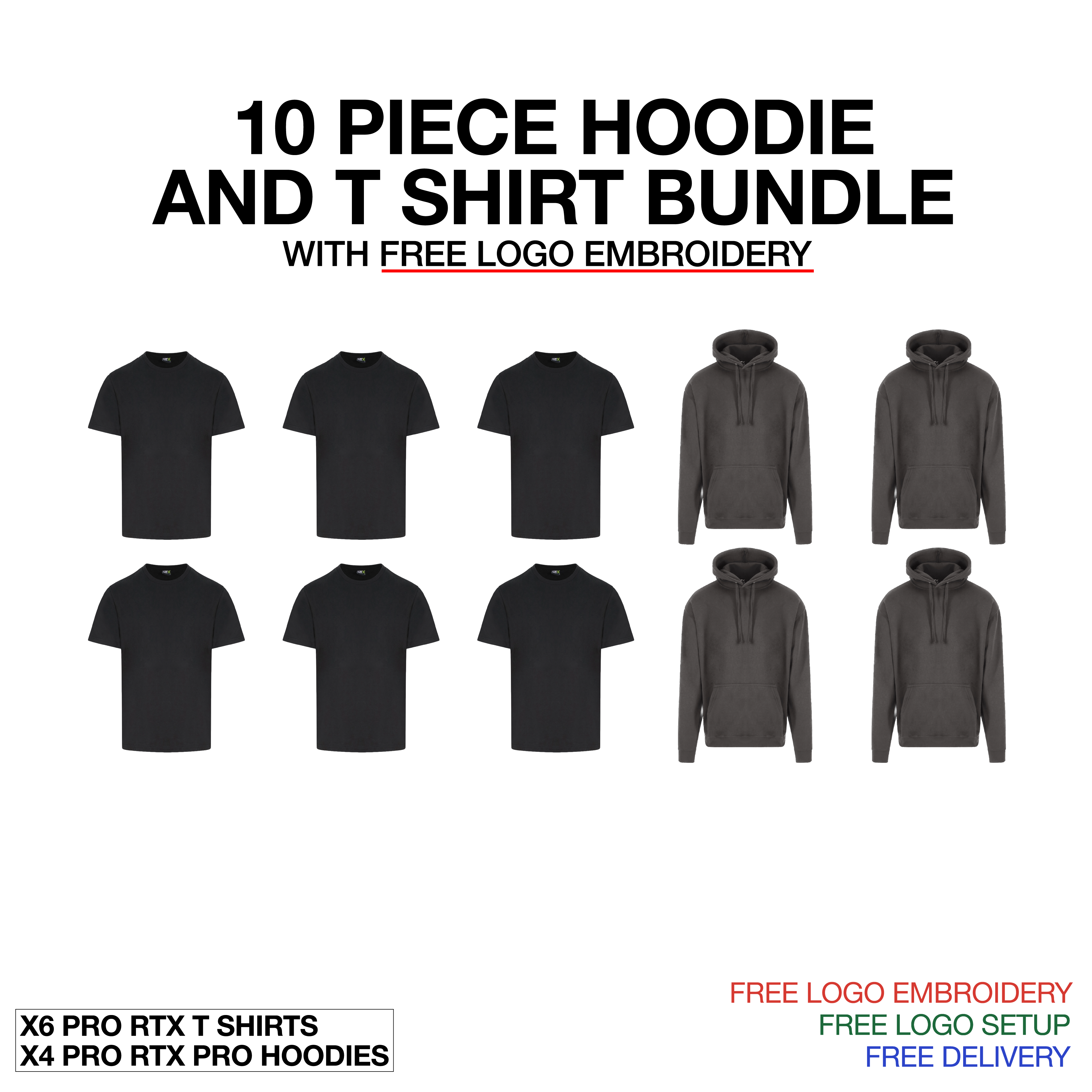 10 Piece Hoodie & T Shirt Bundle